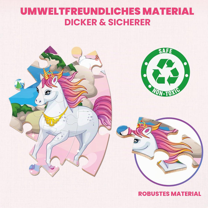 SYNARRY Grosse Einhorn Prinzessin Boden Puzzle für Kinder ab 3 4 5 6 7 8 Jahren, 70 Teile Kinderpuzz