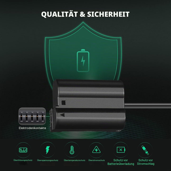 NEEWER Virtueller Batterie mit AC/DC Koppler, ersetzt die Stromversorgung des EP~5B/EN~EL15, kompati