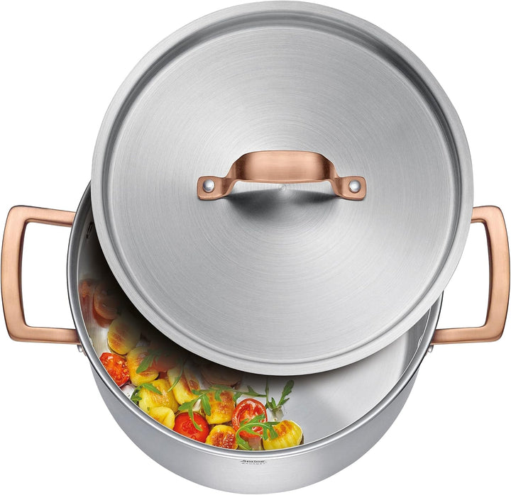 Spring Bratentopf GOURMET, mehrschichtiger Kochtopf mit Deckel aus Edelstahl, backofengeeignet, mit
