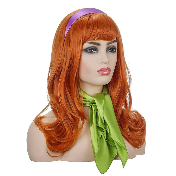 Lange gewellte orangefarbene Perücke | FVCENT Full Bangs Ginger Perücken Halloween Cosplay Kostüm Pa
