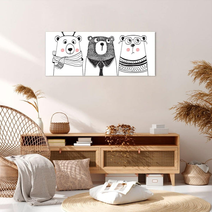 Wandbilder Dekoration Wohnzimmer Spass süss Teddybär Panorama Bilder auf Leinwand 120x50cm Leinwandb