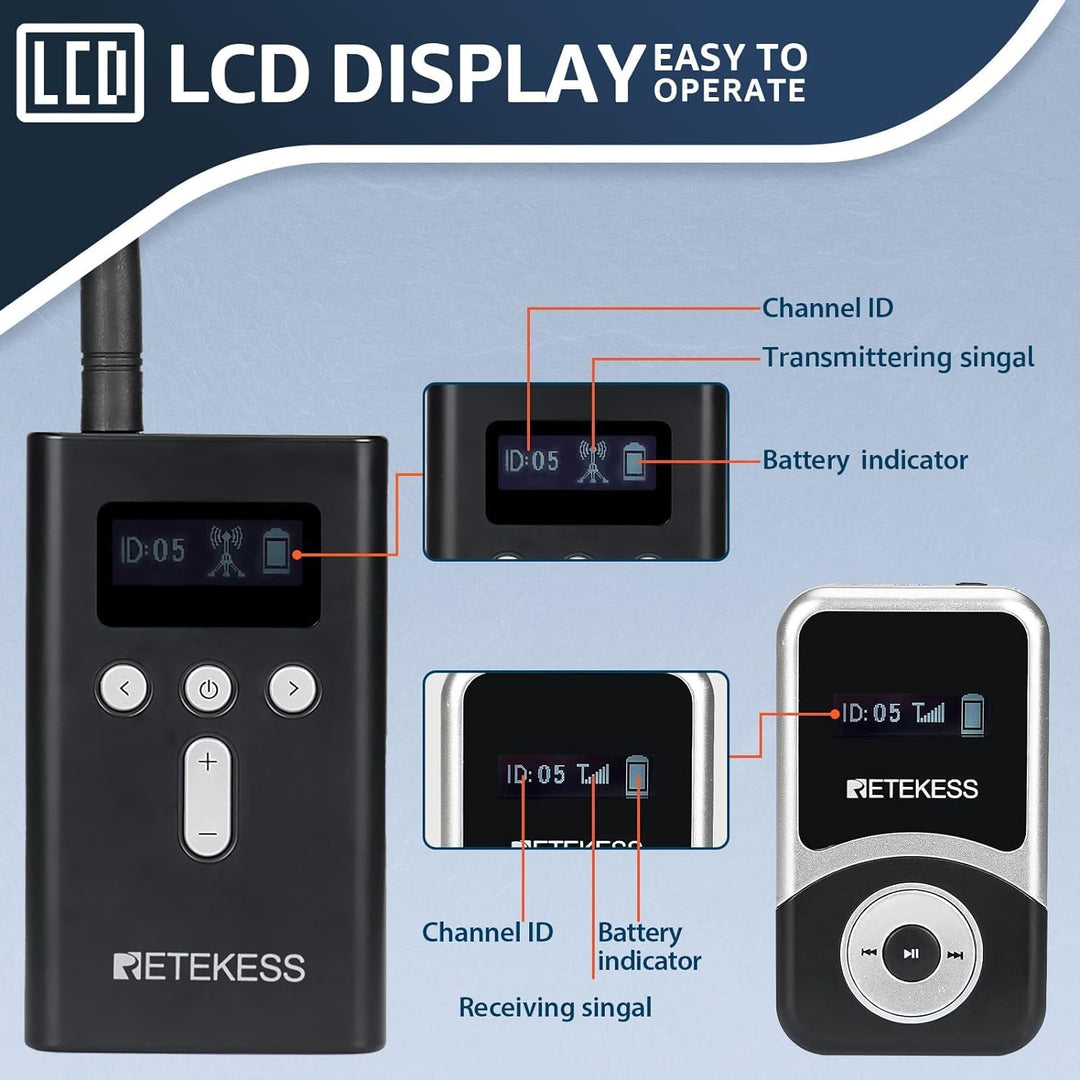 Retekess T130S (T130 2rd) Upgrade Tour Guide Audio System, Audio Whisper Tour Guide Headest Equipmen
