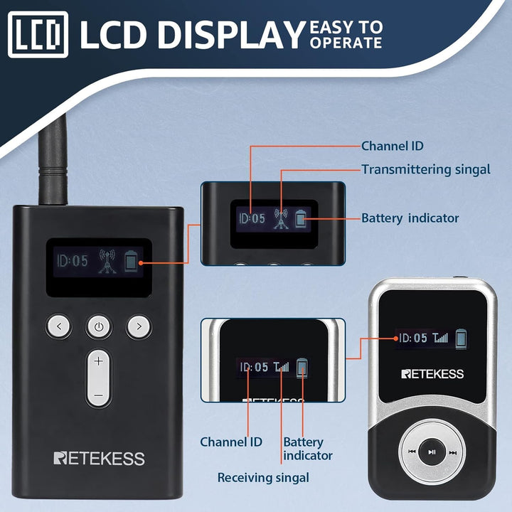 Retekess T130S (T130 2rd) Upgrade Tour Guide Audio System, Audio Whisper Tour Guide Headest Equipmen