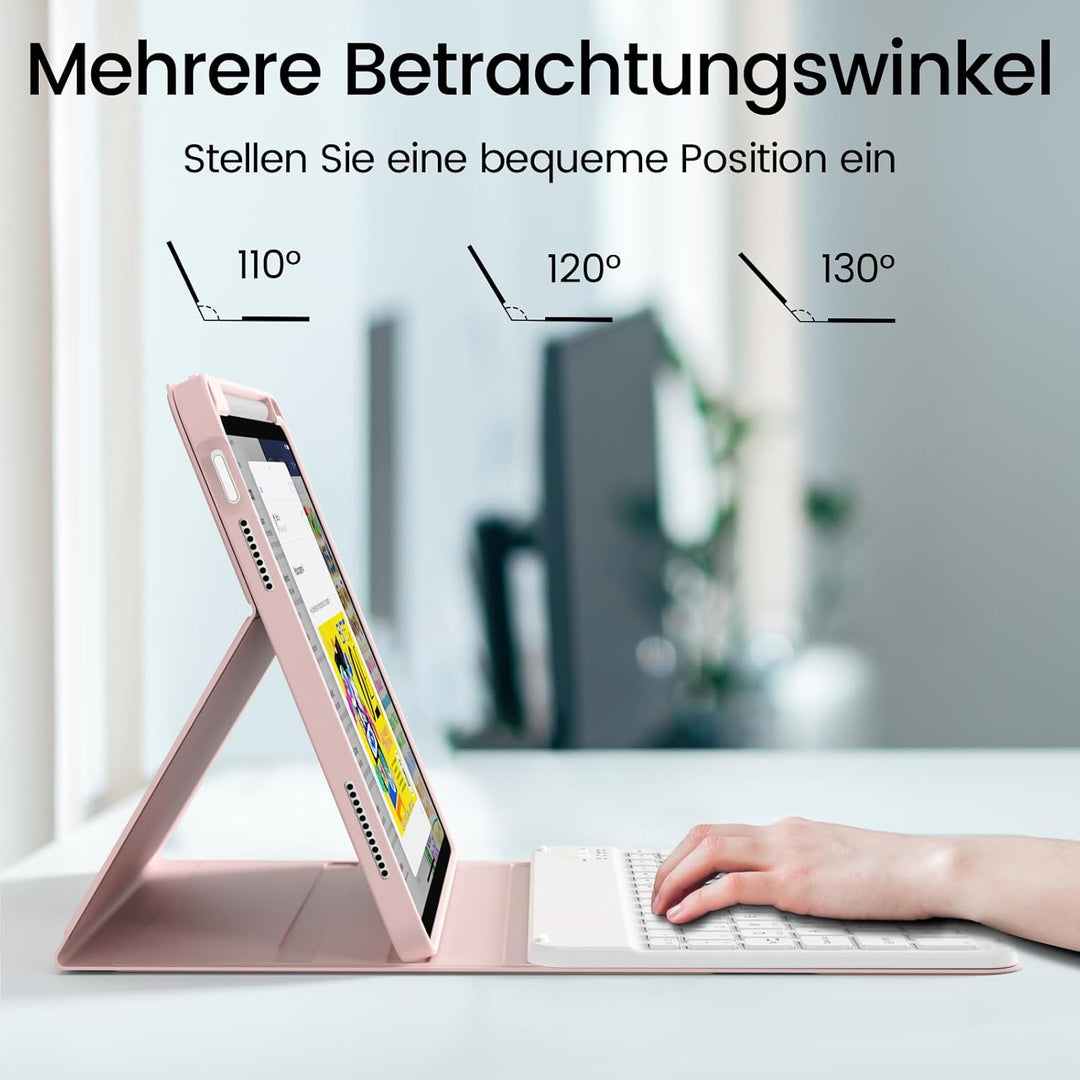 Hülle mit Tastatur für iPad A16 11 Generation 2025/10 Generation 2022(11/10.9 Zoll), Soft TPU Rücksc