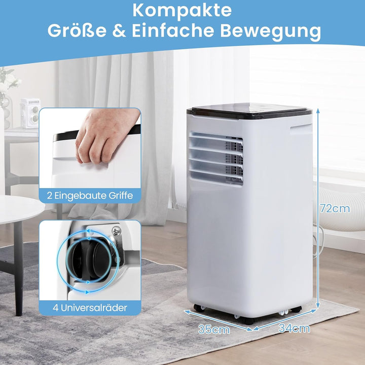 COSTWAY 9000 BTU mobile Klimaanlage mit Abluftschlauch, 4 in 1 Klimagerät mit Kühlen, Ventilator, He