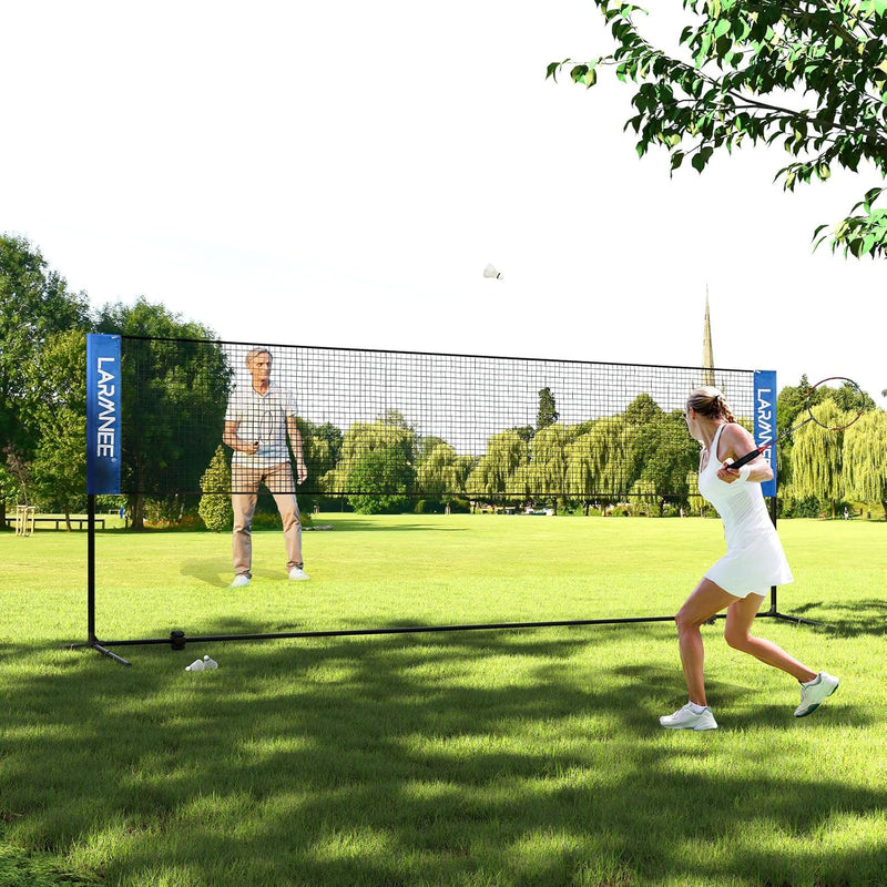 LARMNEE Badminton Netz, Tennisnetz, 300cm|400cm|500cm Federballnetz höhenverstellbar, Set bestehend