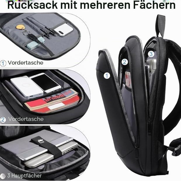 Laptop Rucksack Herren Business Rucksack leicht 15.6 Zoll wasserdichter erweiterbarer Reiserucksack