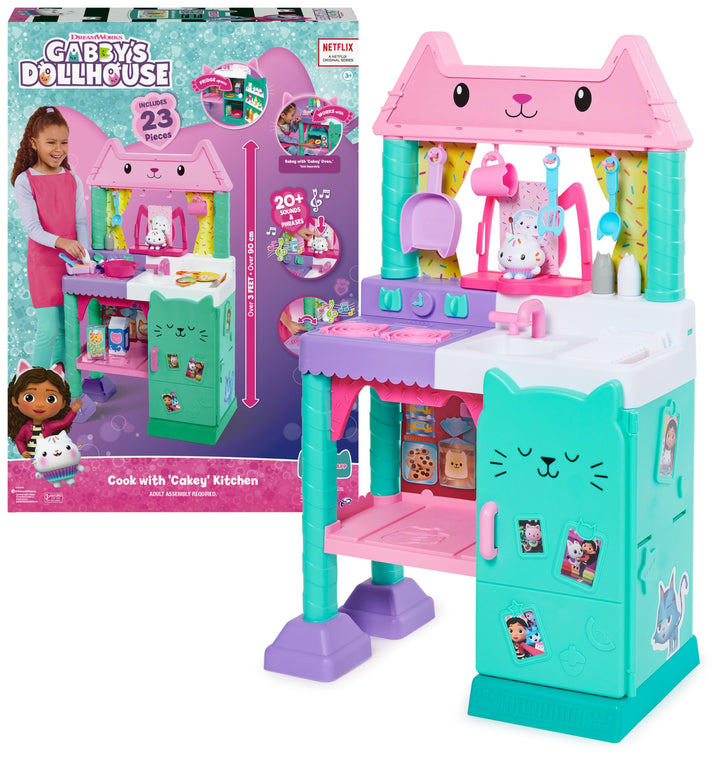 Gabby‘s Dollhouse, Cakey’s Lifesize Kitchen, Rollenspiel Küche mit Geräuscheffekten, Spielküchenzube