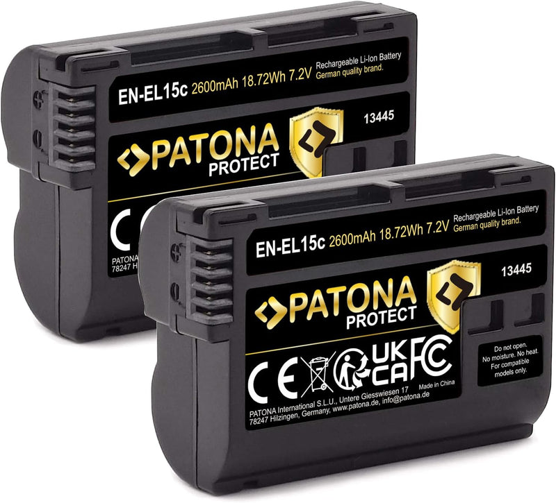 PATONA V1 Protect 2X Akku EN-EL15c (2250 mAh) inkl. NTC-Sensor und V1 Gehäuse - mit PD Performance U