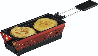 KUHN RIKON Candle Light Mini Schweizerkreuz Raclette Set, rot, Antihaft-Grill-Pfännchen, mit Teelich
