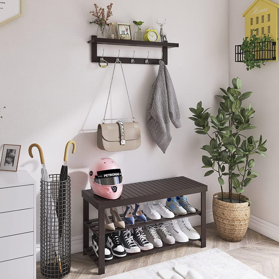 SMIBUY Kleiderhaken mit Ablage Wandmontage, 74 cm Eingangsbereich Garderobe für Wand, Hängeregal aus