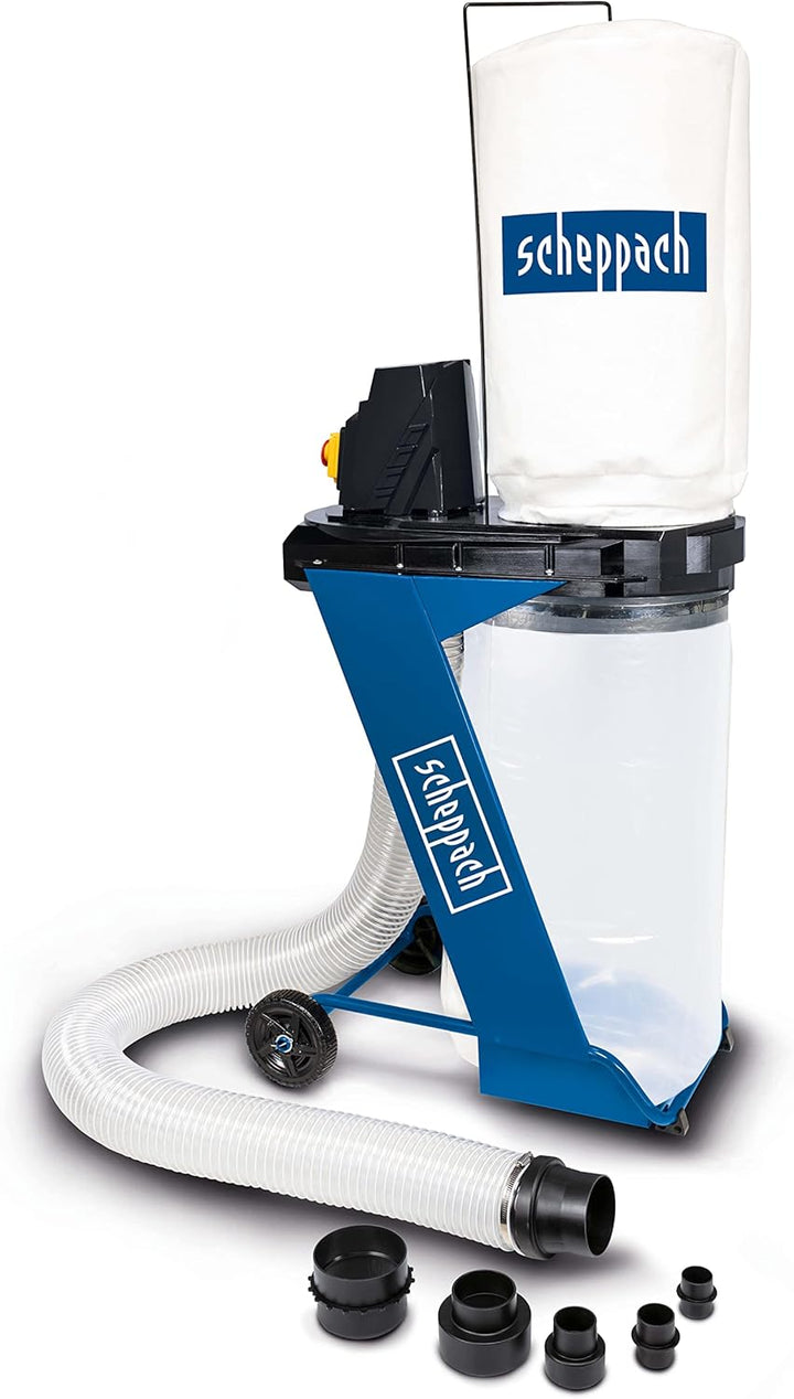 Scheppach DC500 Absauganlage inkl. 4 TLG. Adapterset | 550W Leistung | 75L Auffangsack | Absaugstutz