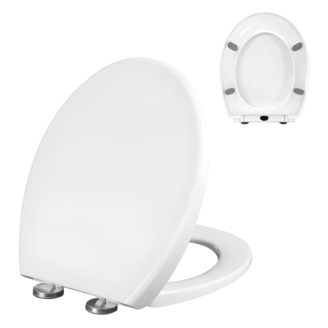 Toilettendeckel mit Absenkautomatik, O Form WC Sitz Deckel mit Quick-Release Funktion zur leichten R