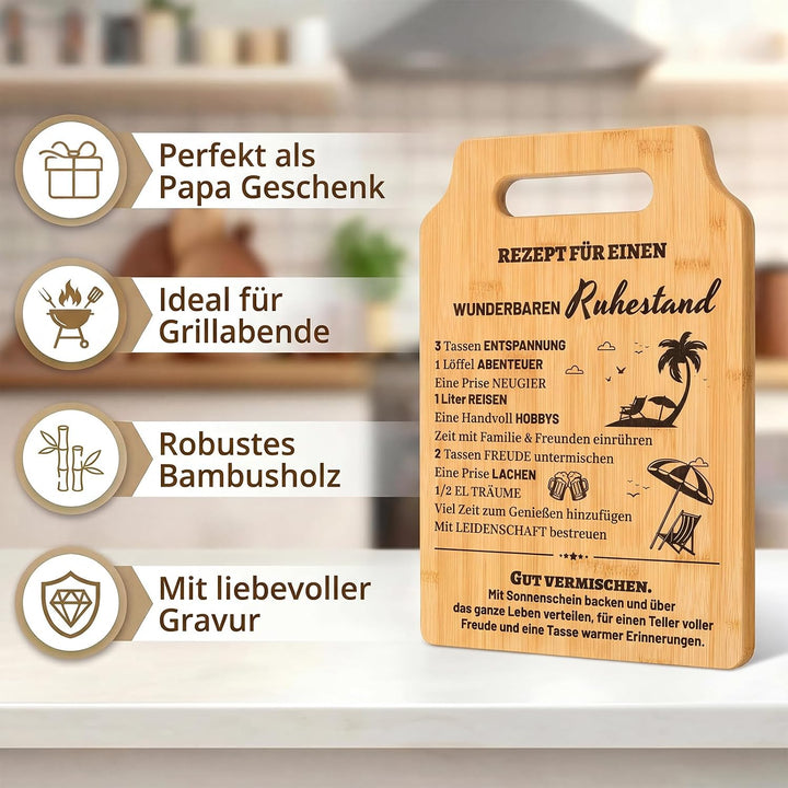 Defresit Ruhestand Geschenk Männer – Grillschürze, Bambus Schneidebrett mit Lustiges Geschenk zum Re