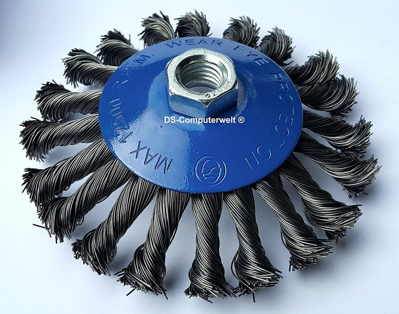 8 Kegelbürsten Ø 125 mm – gezopfte Schleifbürste – M14 x 2 Drahtbürste/Kegelbürste/Drahtbürste