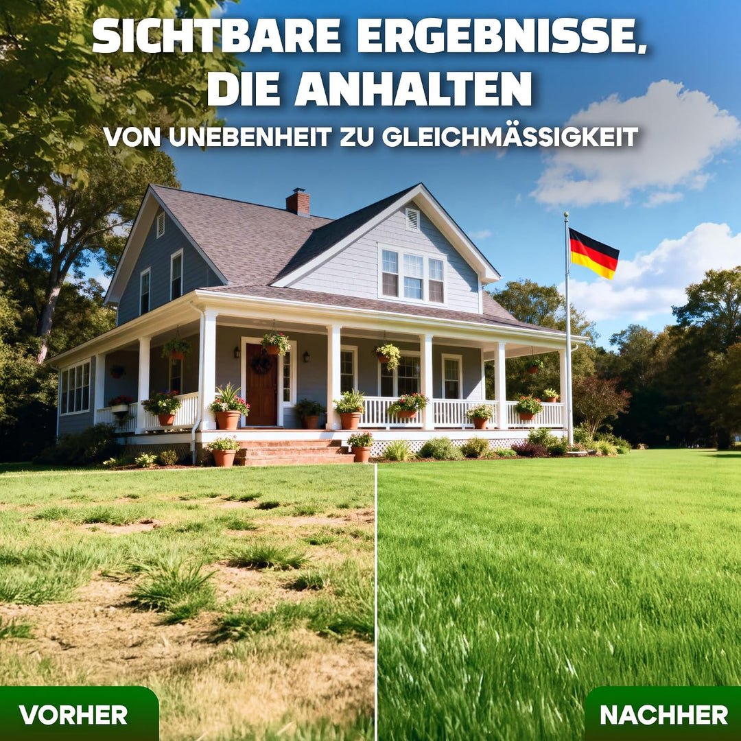 2in1 RasenRakel Edelstahl 80x30cm + vertikutierer Hand Rasen rake | Nivellierrechen mit stiel egalis