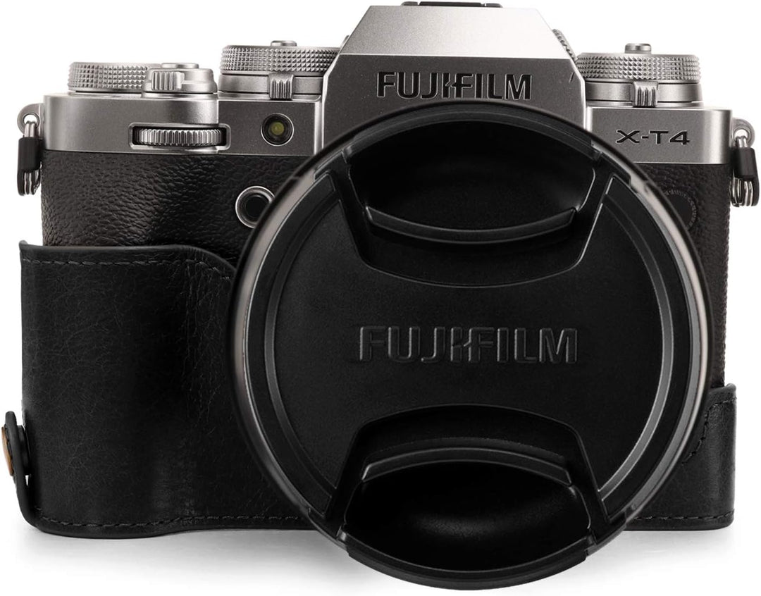 MegaGear MG1923 Ever Ready Kameratasche aus Echtleder, für Fujifilm X-T4, Schwarz, Schwarz