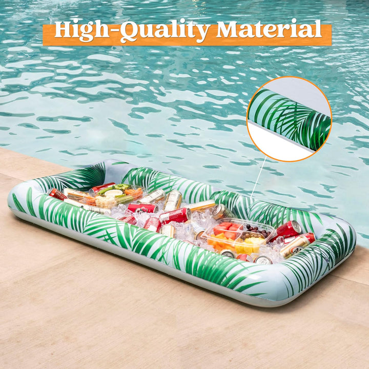 Sloosh (2 Sets) Aufblasbare Servierstangen mit Ablaufstopfen, aufblasbarer Kühler, Eisbuffet, Salat-