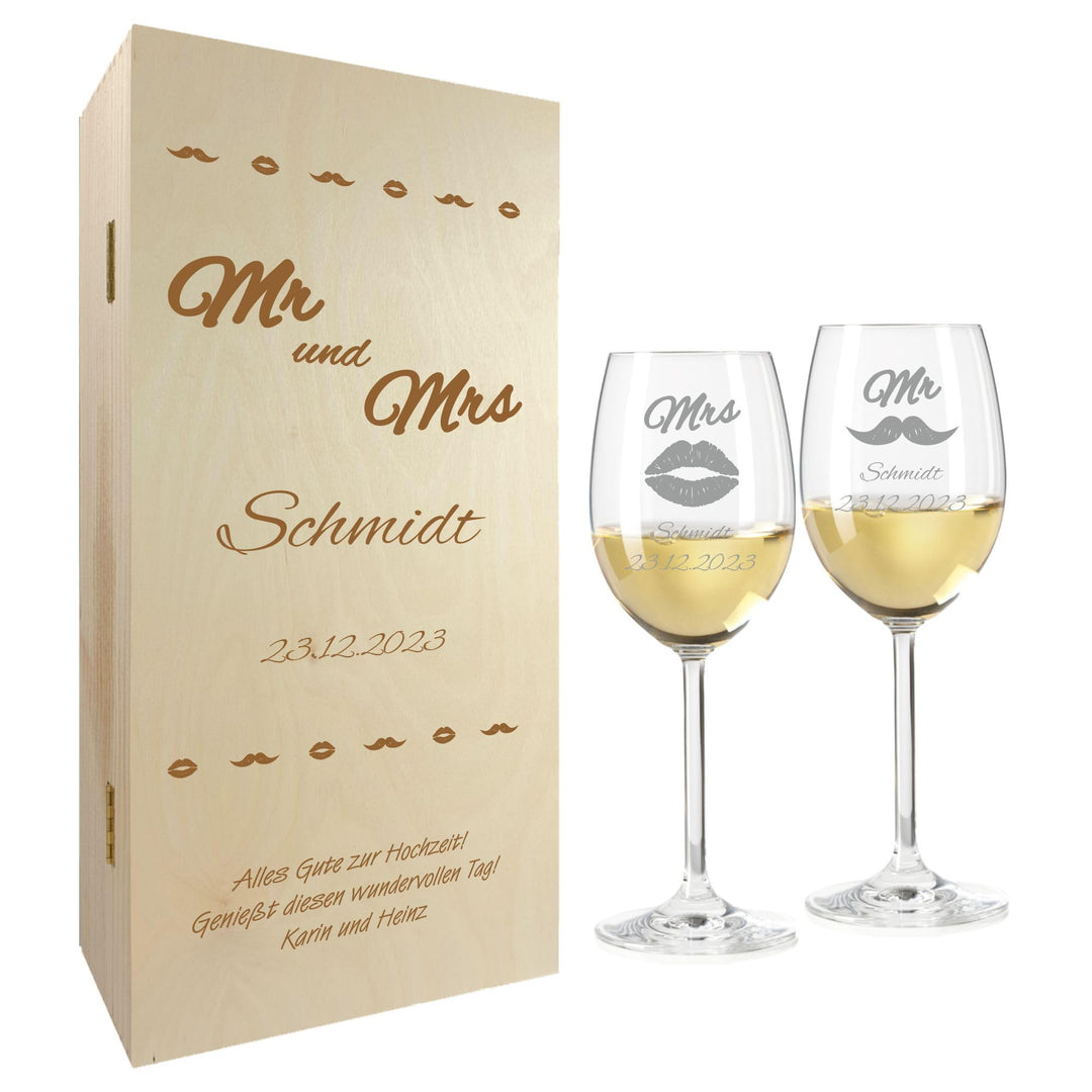 Geschenk zum Valentinstag – Wein Geschenksets – Weinglas mit Gravur 370ml – Hochzeitsgeschenke – Ges