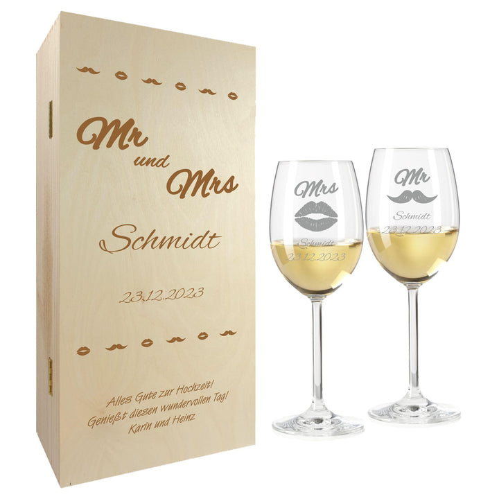 Geschenk zum Valentinstag – Wein Geschenksets – Weinglas mit Gravur 370ml – Hochzeitsgeschenke – Ges