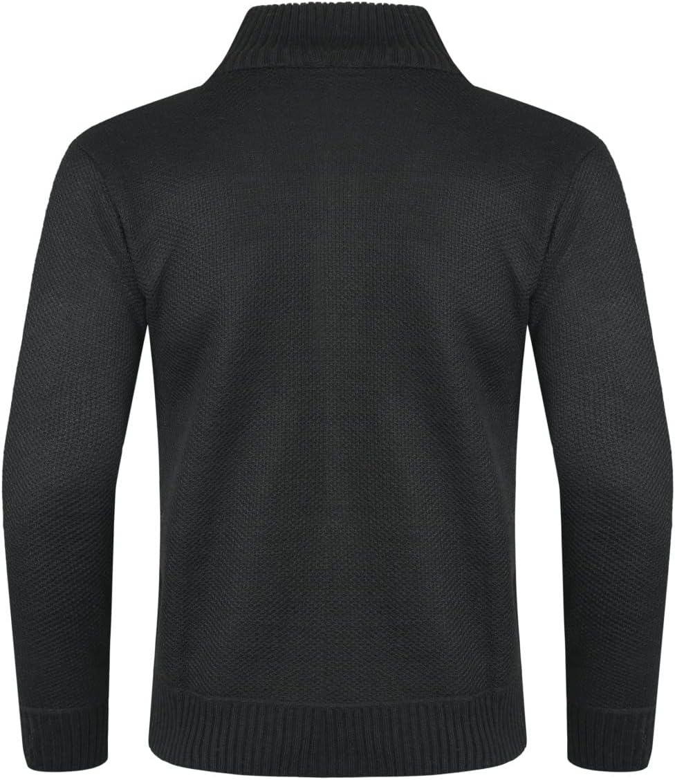 Sliktaa Herren Strickjacke Reissverschluss Cardigan Stehkragen Grobstrick Fleecejacke Warm Sweater J
