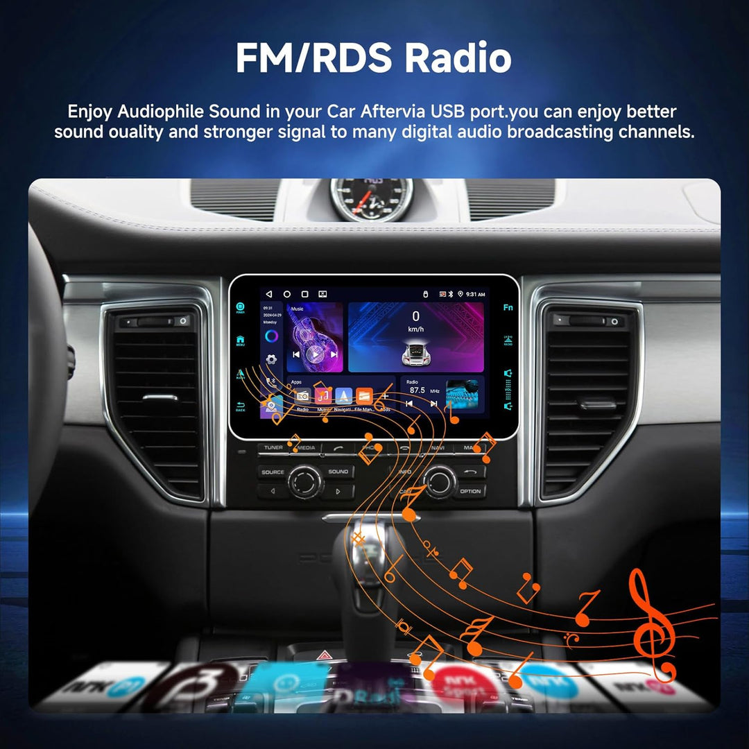 Android 13 Autoradio 1 DIN Kabelloses Carplay Android Auto, Podofo 9 Zoll Touchscreen 4G+64G Radio B