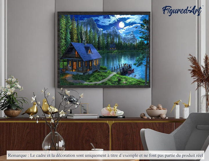 Figured'Art Malen Nach Zahlen Erwachsene Mit Rahmen See am Abend - Paint by Numbers Basteln DIY Bast