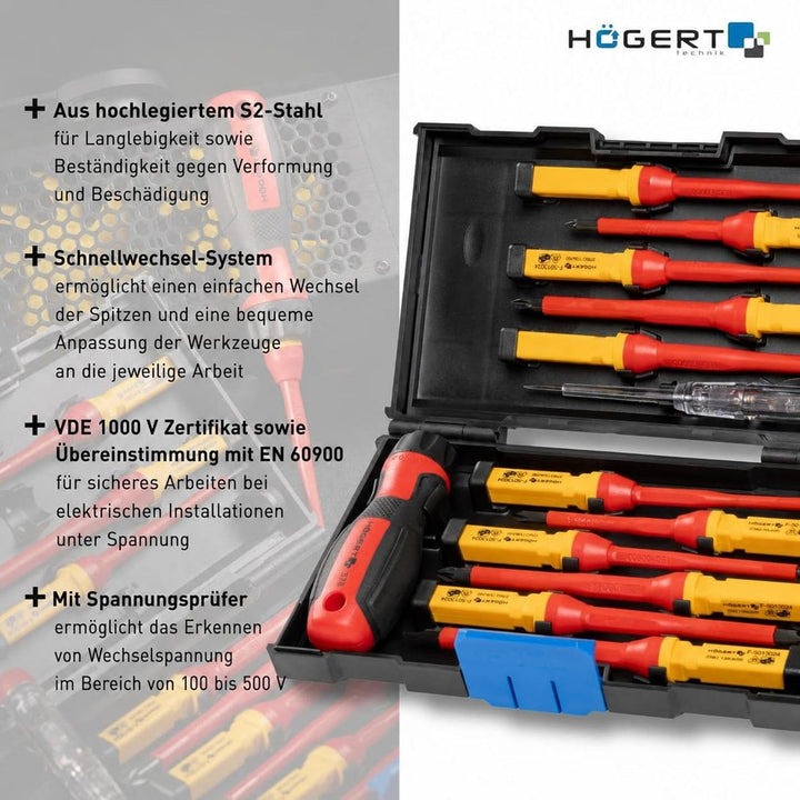 Set isolierter 1000 V-Schraubendreher mit austauschbarem Griff mit Spannungsprüferzur Erkennung von 