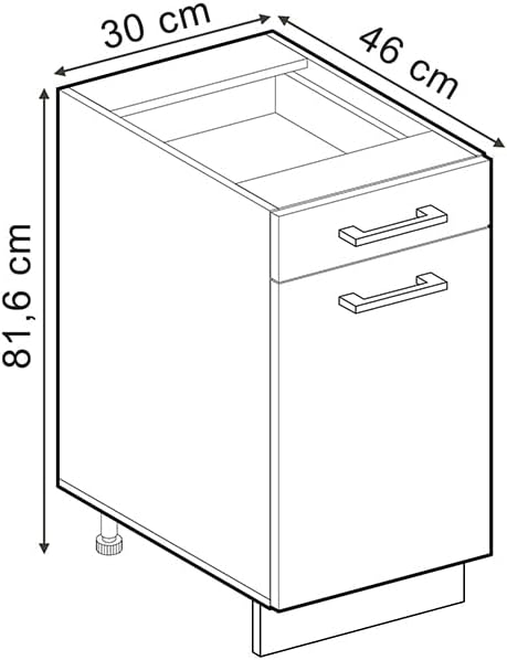 Vicco Küchenunterschrank R-Line, Bordeaux Hochglanz/Anthrazit, 30 cm ohne Arbeitsplatte Bordeaux Hoc