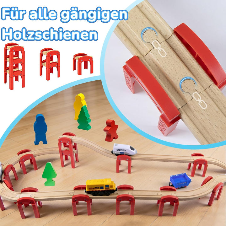 Holzeisenbahn Schienen Zubehör(20-TLG.) – Kompatibel mit Alle Eisenbahn Holz Systeme, für Kinder Ab