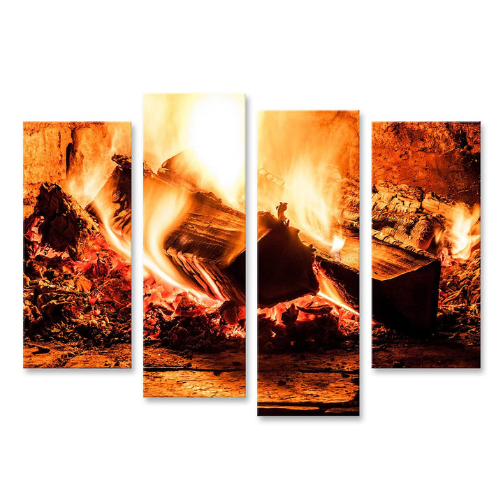 islandburner Bild auf Leinwand Kamin Mit Einem Lodernden Feuer Foto Bilder Wandbilder Poster Leinwan