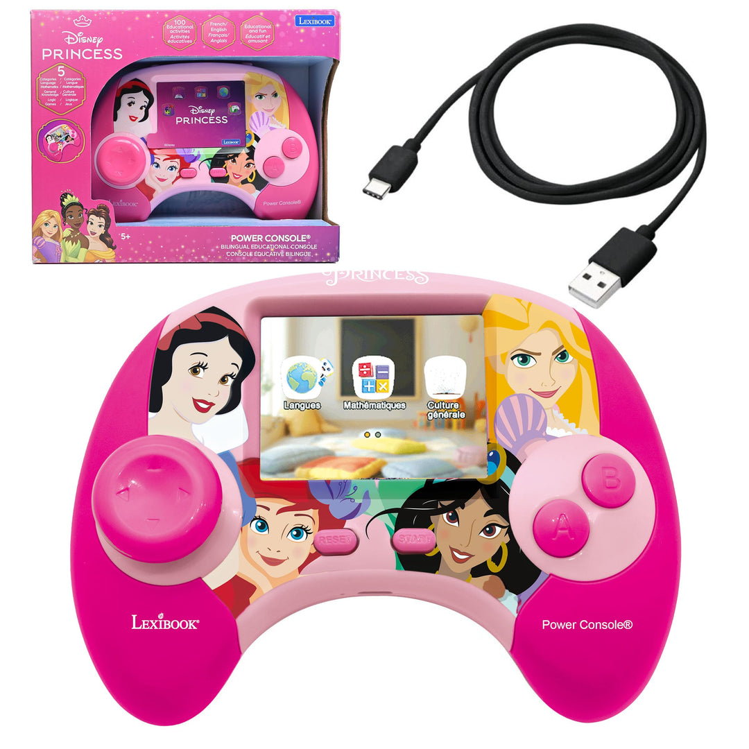 LEXIBOOK - Console éducative bilingue Français/anglais - Princesses Disney avec écran LCD 2,8 pouces