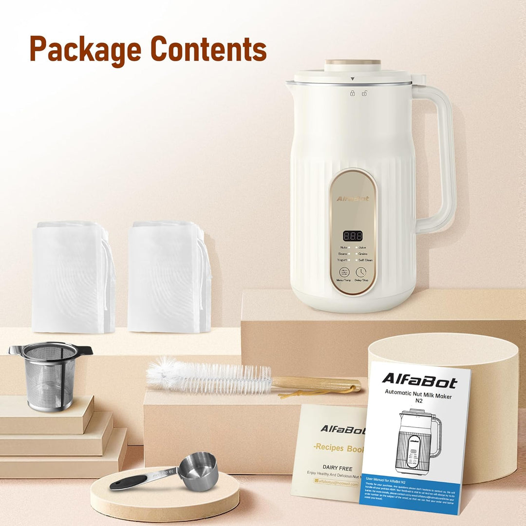 AlfaBot N2 Nussmilchmaschine, Automatische Mandelmilchmaschine für selbstgemachte Pflanzenmilch, Haf