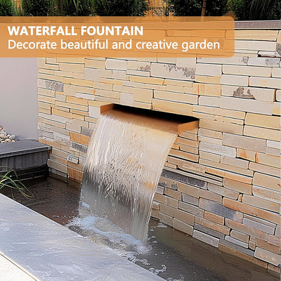 EANG.W Cortenstahl Wasserfall,Wasserspeier mit Breiter Fliessender Plattform,für Gartenteich,Terrass