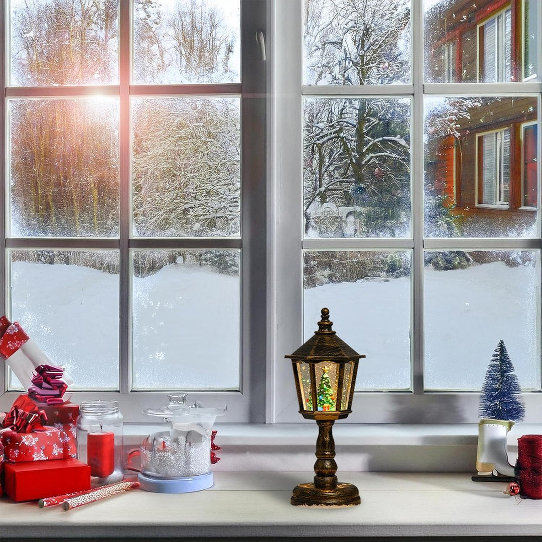 Schneekugel Weihnachtsbeleuchtung, Retro Schneekugel Lampe, Glitzer Weihnachtslaterne Deko Für Tisch