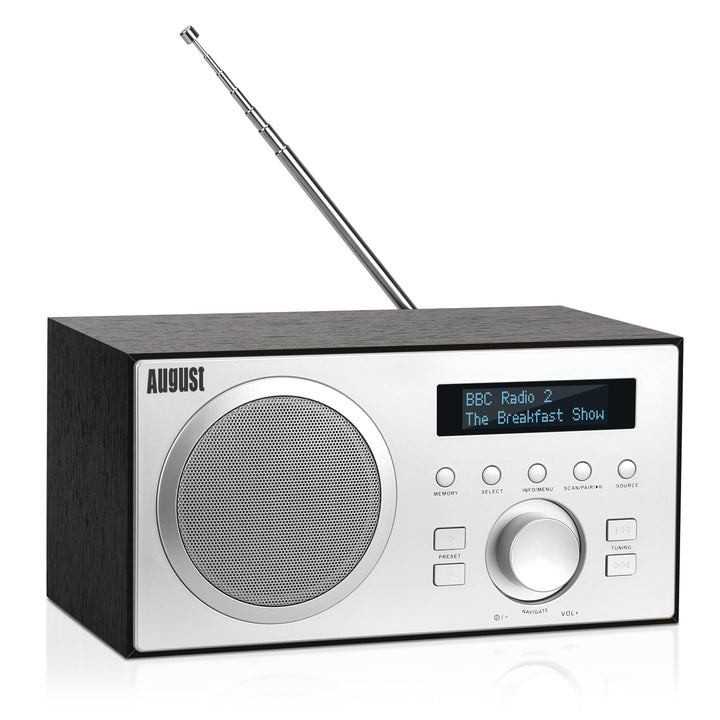 DAB+/FM Radio mit Bluetooth-August MB420-Digitales Küchenradio Holzgehäuse RDS-Funktion 60 Presets H