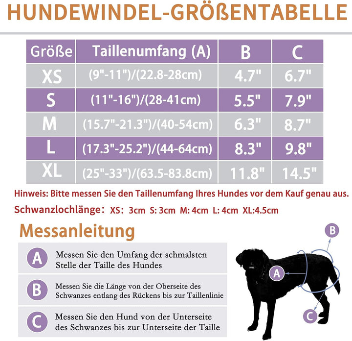 Demigreat Läufigkeitshose für Hündinnen 3 Stück XS, Hochsaugfähige und Damenbinden Hundewindeln für