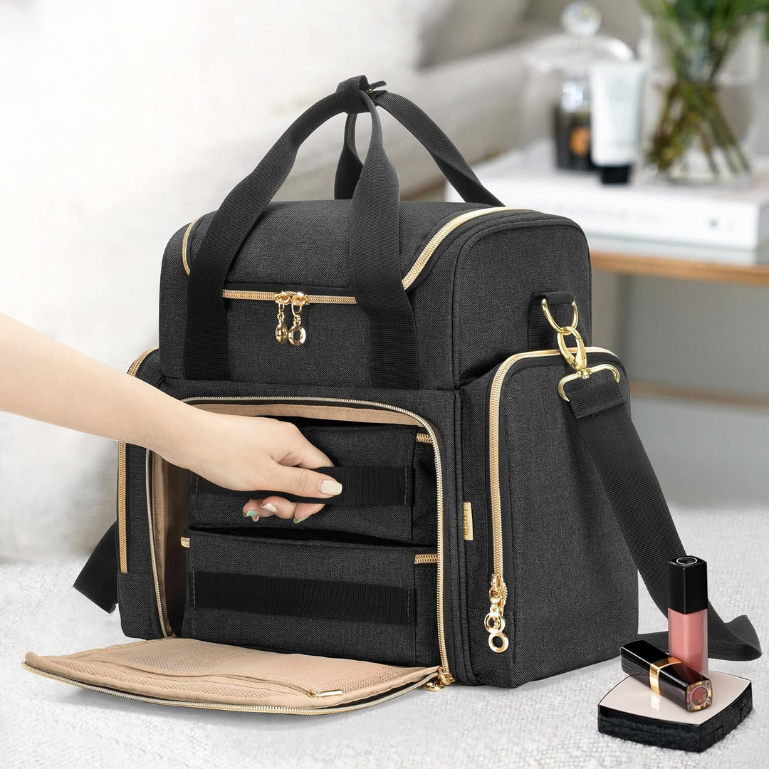 Luxja Kulturtasche Damen, Make Up Organizer Tasche, Kosmetikkofffer für Make up, Kosmetiktasche zum