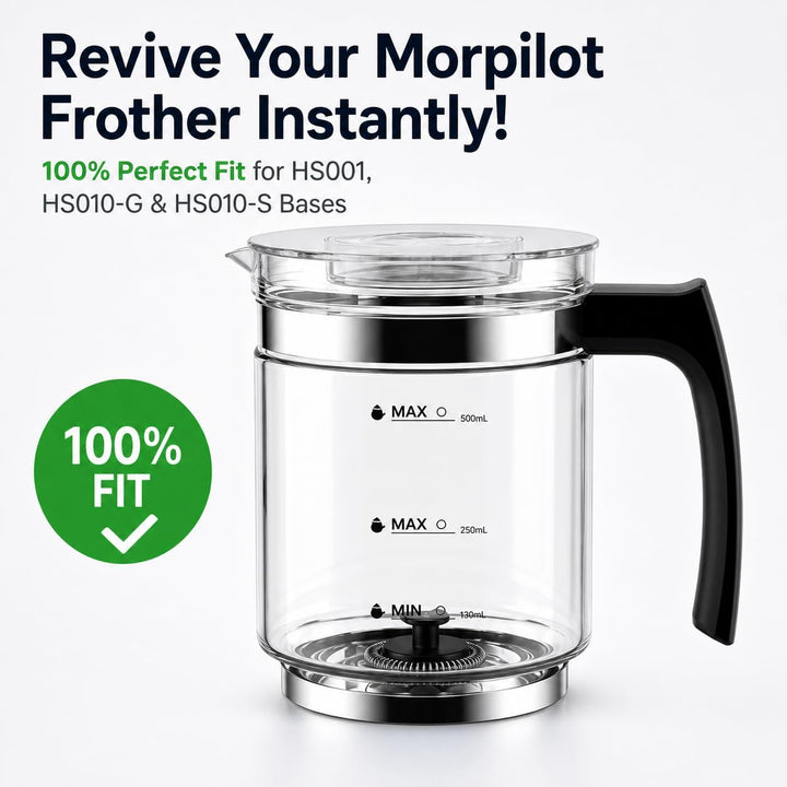 Morpilot Glasbecher-Zubehör für Milchaufschäumer HS001 HS010-G HS010-S Serie, Schwarz
