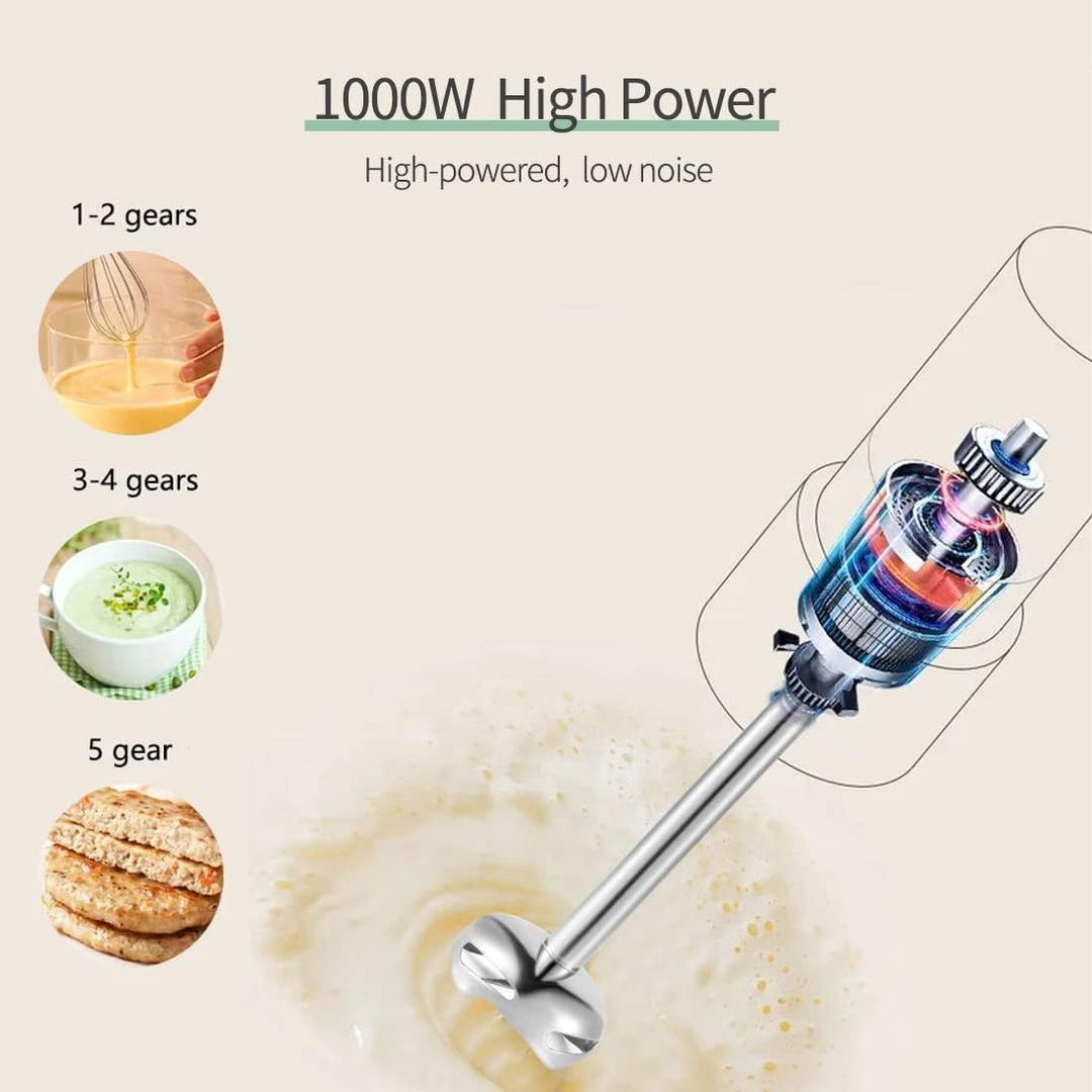 SOKANY Stabmixer Edelstahl 1000 watt, 5 Geschwindigkeit Pürierstab [4in1: Pürierstab/Zerkleinerer, M