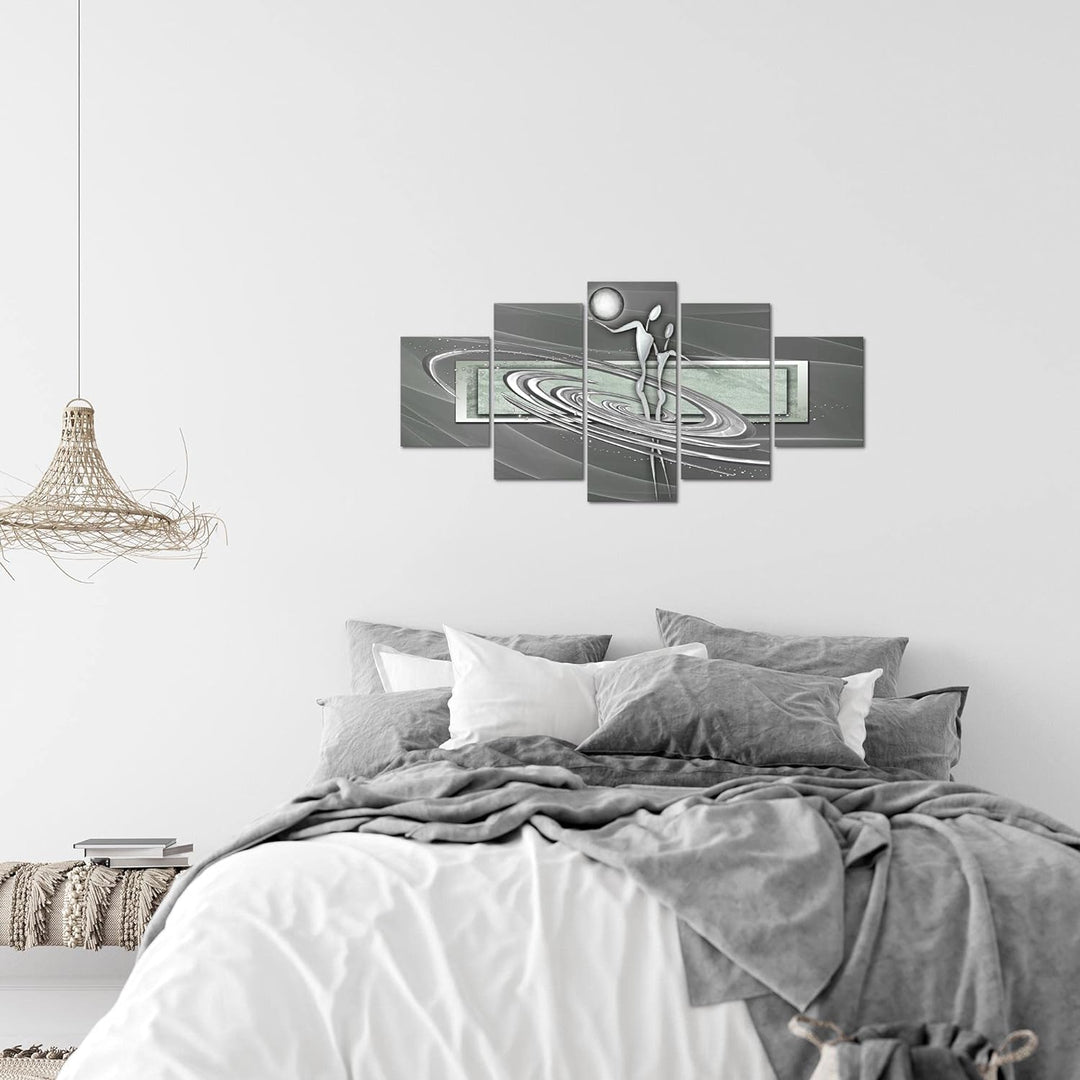 Runa Art Wandbilder Abstrakt Figuren 5 Teilig Bild auf Vlies Leinwand Deko Wohnzimmer Schlafzimmer L