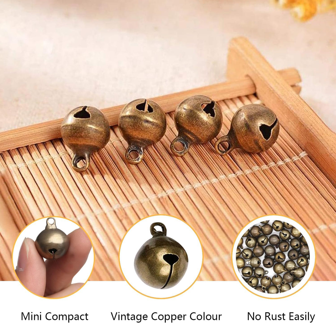 Vintage Bronze Metallglöckchen, 200 Stück Mini Jingle Bell, Schellen Mit Öse, DIY Dekoration Für Sch