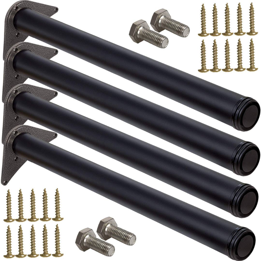 Stahlia 4 x Tischfuss Ø60 mm SCHWARZ MATT Tischbeine Möbelfuss |Höhe 710 mm|höhenverstellbar + 30 mm