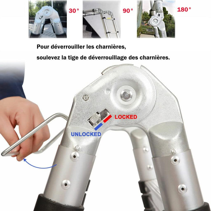 5 m Multifunktionsleiter, Teleskopleiter, Klappleiter aus Aluminium, multifunktional, ausziehbar, ma