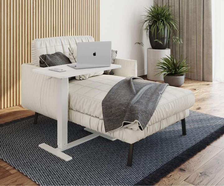 ESMART EACM-121WW 71 x 40 cm Weiss - Mobiler stufenlos pneumatisch höhenverstellbarer Beistelltisch