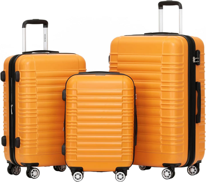 BEIBYE Hartschalen Koffer Trolley Rollkoffer Reisekoffer Zwillingsrollen Kofferset (Orangen, Set) Or
