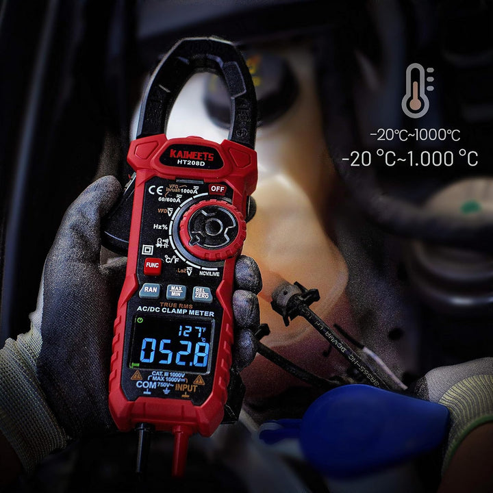 Einschaltstrom Stromzange 1000A True-RMS AC/DC-Zangenmultimeter, VFD, LOZ-Modus, 6000 Zähler, Misst