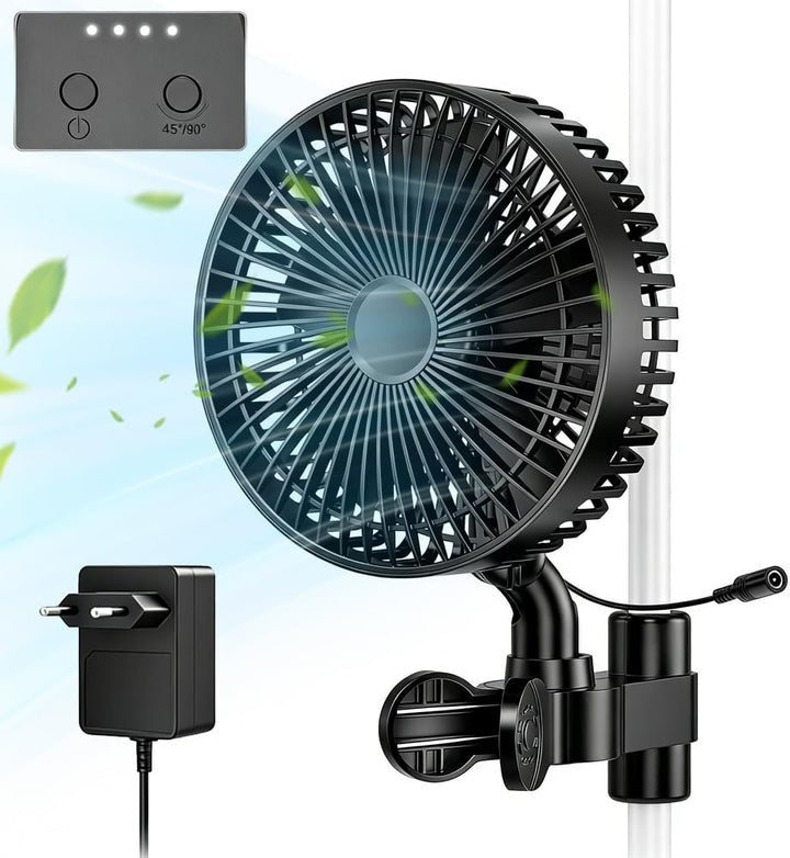 Grow Ventilator mit Clip, EC-Motor, Grow Clip-Ventilator mit 4-Geschwindigkeiten, 10W, 550 m3/h Luft