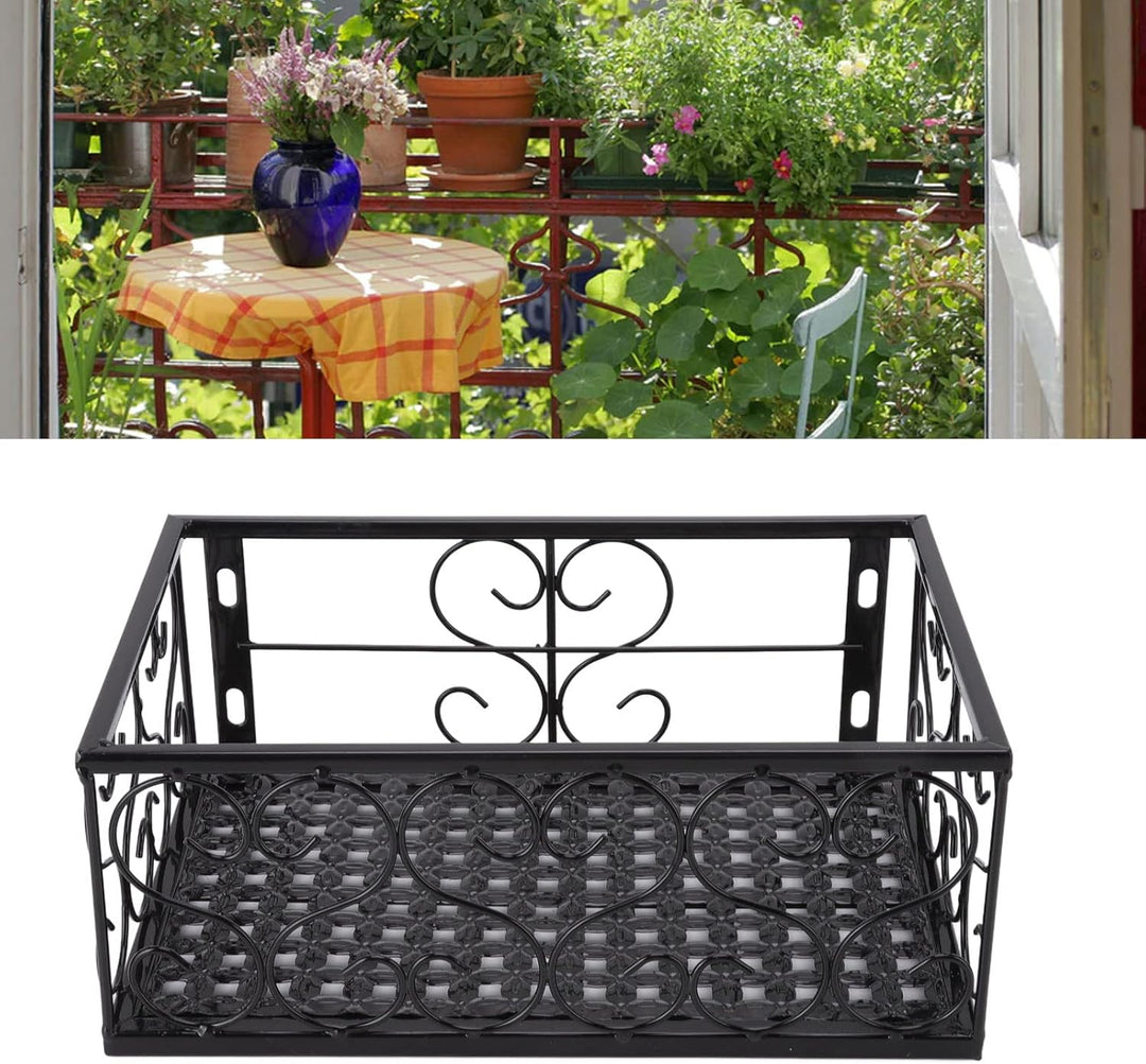 Jenngaoo Blumentopfhalter Balkon, Eisen Dekorative Terrassen Geländer Regal Blumen Regal Korb Regal