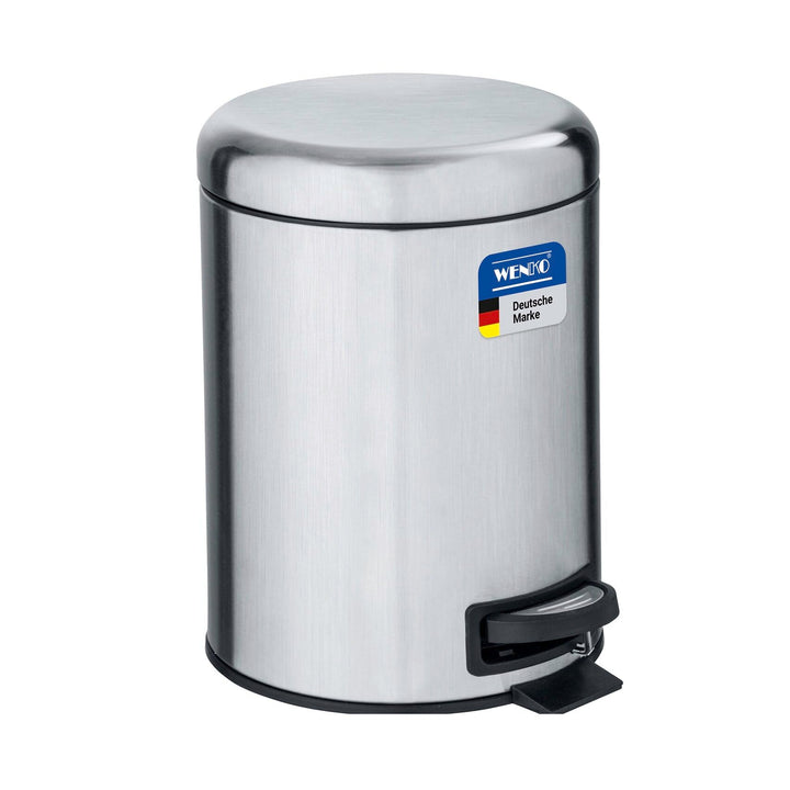 WENKO Treteimer Mod. Leman, 5 Liter, mit herausnehmbarem Einsatz, aus rostfreiem Edelstahl, 21 x 24